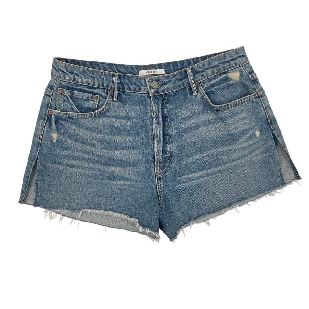 GRLFRND Cindy Cut Off Button Fly High-Rise Raw Hem Denim Jean Shorts Size 32 USA